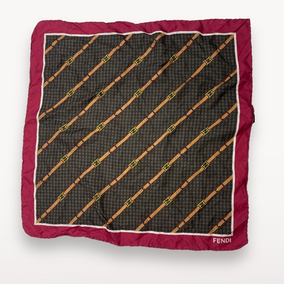 Fendi FF Logo Sill Scarf Bandana Twill - Picture 3 of 4